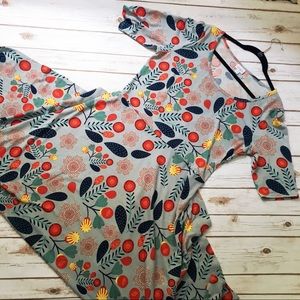 LULAROE 2X Ana Maxi Dress Boho Print Blue Floral